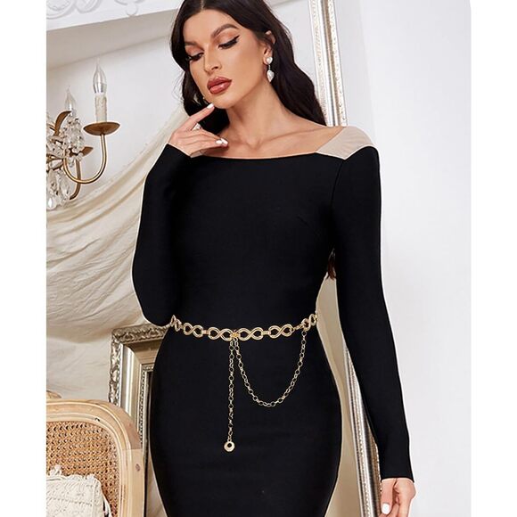 Punk Vintage Women's Metal Waist Chain Belt - Adjustable 8-word Body Chain For🌹 - Picture 2 of 6